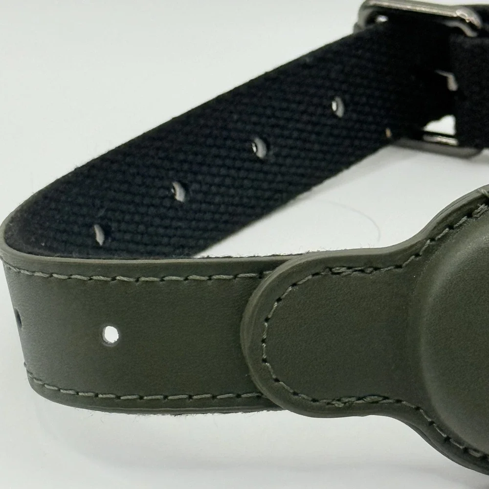 MODUS Adjustable Dog Collar with AirTag Holder Olive Green Size L 12.5-21